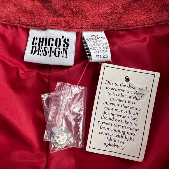 Chico's Design Suede Leather Pants Orange Straight Leg High Rise Size 12 (2.5) - Picture 7 of 12